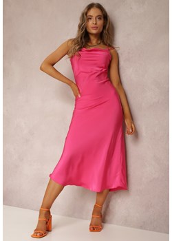 Fuksjowa Satynowa Sukienka Amporeia ze sklepu Renee odzież w kategorii Sukienki - zdjęcie 157062264