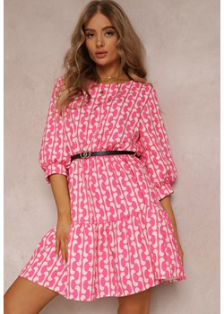 Różowa Sukienka z Paskiem Kaliphae ze sklepu Renee odzież w kategorii Sukienki - zdjęcie 157063173
