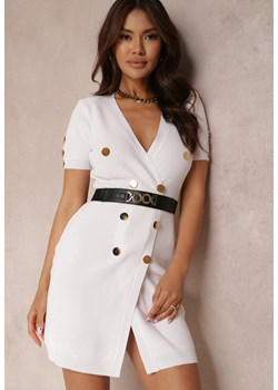 Biała Sukienka z Paskiem Cythythia ze sklepu Renee odzież w kategorii Sukienki - zdjęcie 157063524