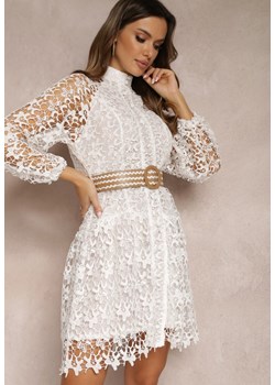 Biała Sukienka z Paskiem Monilla ze sklepu Renee odzież w kategorii Sukienki - zdjęcie 157064811