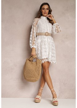 Biała Sukienka z Paskiem Monilla ze sklepu Renee odzież w kategorii Sukienki - zdjęcie 157064812