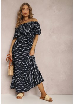 Granatowa Sukienka z Wiskozy Ampolea ze sklepu Renee odzież w kategorii Sukienki - zdjęcie 157065180