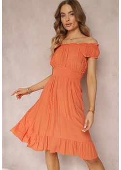 Pomarańczowa Sukienka Hiszpanka z Falbanką Anarine ze sklepu Renee odzież w kategorii Sukienki - zdjęcie 157065480