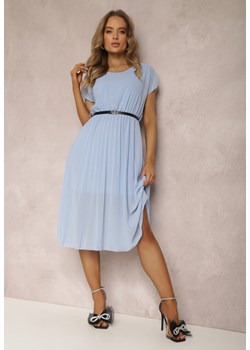 Niebieska Sukienka z Paskiem Mellaris ze sklepu Renee odzież w kategorii Sukienki - zdjęcie 157065700