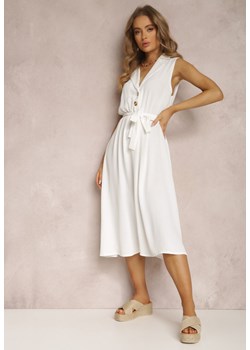 Biała Sukienka z Paskiem Phellialla ze sklepu Renee odzież w kategorii Sukienki - zdjęcie 157066581