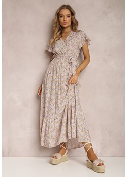 Jasnoróżowa Sukienka z Wiskozy Rhenane ze sklepu Renee odzież w kategorii Sukienki - zdjęcie 157066841