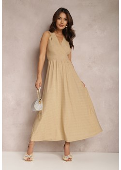 Beżowo-Złota Sukienka Sematea ze sklepu Renee odzież w kategorii Sukienki - zdjęcie 157067122