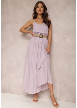 Fioletowa Sukienka z Paskiem Auxonia ze sklepu Renee odzież w kategorii Sukienki - zdjęcie 157067452