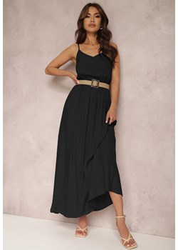 Czarna Sukienka z Paskiem Auxonia ze sklepu Renee odzież w kategorii Sukienki - zdjęcie 157067462