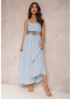 Niebieska Sukienka z Paskiem Auxonia ze sklepu Renee odzież w kategorii Sukienki - zdjęcie 157067472