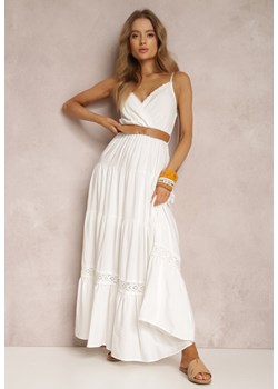 Biała Sukienka z Paskiem Asoonice ze sklepu Renee odzież w kategorii Sukienki - zdjęcie 157067843