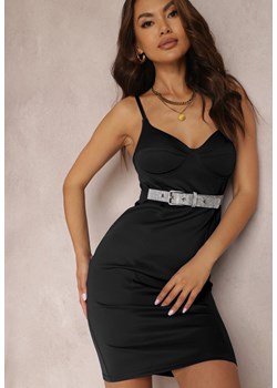Czarna Sukienka z Paskiem Cillina ze sklepu Renee odzież w kategorii Sukienki - zdjęcie 157068263
