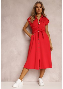 Czerwona Sukienka Koszulowa Eiditrite ze sklepu Renee odzież w kategorii Sukienki - zdjęcie 157068852