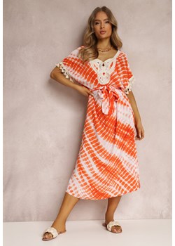 Pomarańczowa Sukienka z Paskiem Dephinca ze sklepu Renee odzież w kategorii Sukienki - zdjęcie 157069102