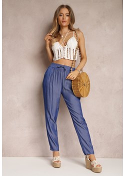 Granatowe Spodnie Andratea ze sklepu Renee odzież w kategorii Spodnie damskie - zdjęcie 157069481