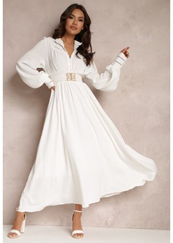 Biała Sukienka z Paskiem Elothoe ze sklepu Renee odzież w kategorii Sukienki - zdjęcie 157070773