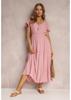 Różowa Sukienka z Wiskozy Jonmy ze sklepu Renee odzież w kategorii Sukienki - zdjęcie 157071003