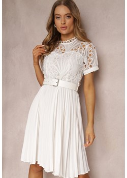 Biała Sukienka z Paskiem Stelly ze sklepu Renee odzież w kategorii Sukienki - zdjęcie 157071263
