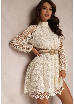 Jasnobeżowa Sukienka z Paskiem Monilla ze sklepu Renee odzież w kategorii Sukienki - zdjęcie 157071803