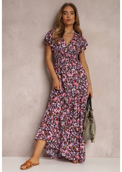 Granatowo-Różowa Sukienka z Wiskozy Deeba ze sklepu Renee odzież w kategorii Sukienki - zdjęcie 157074042