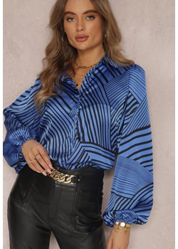 Granatowa Koszula z Bufiastym Rękawem Chava ze sklepu Renee odzież w kategorii Koszule damskie - zdjęcie 157074354
