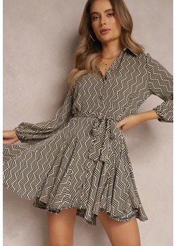 Beżowa Sukienka Koszulowa Lelli ze sklepu Renee odzież w kategorii Sukienki - zdjęcie 157074373