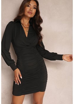 Czarna Sukienka Marszczona Vadhe ze sklepu Renee odzież w kategorii Sukienki - zdjęcie 157074443