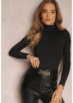 Czarna Bluzka z Półgolfem i Marszczeniem Morges ze sklepu Renee odzież w kategorii Swetry damskie - zdjęcie 157074513