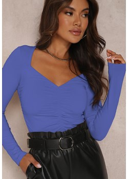 Niebieska Bluzka z Marszczeniem i Długim Rękawem Dephyllis ze sklepu Renee odzież w kategorii Bluzki damskie - zdjęcie 157074541