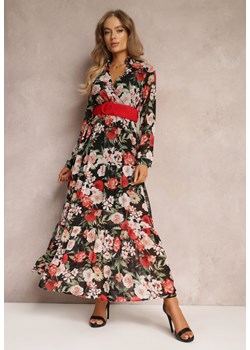 Czarna Sukienka z Paskiem i Gumką w Pasie Hahonu ze sklepu Renee odzież w kategorii Sukienki - zdjęcie 157074730