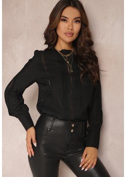 Czarna Bluzka Ażurowa z Falbanką Althadia ze sklepu Renee odzież w kategorii Bluzki damskie - zdjęcie 157075152