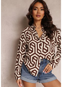Beżowa Koszula Bintas ze sklepu Renee odzież w kategorii Koszule damskie - zdjęcie 157075234