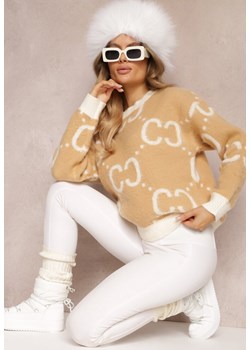 Beżowy Sweter Oversize Pasithoe ze sklepu Renee odzież w kategorii Swetry damskie - zdjęcie 157075413