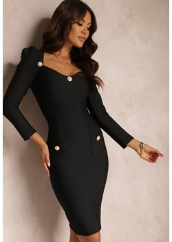 Czarna Sukienka Dopasowana Delanthe ze sklepu Renee odzież w kategorii Sukienki - zdjęcie 157075774