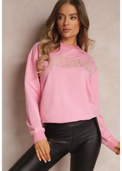 Różowa Oversizowa Bluza z Napisem Joanise ze sklepu Renee odzież w kategorii Bluzy damskie - zdjęcie 157075811