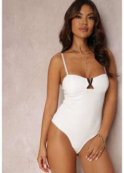 Białe Body z Metalową Ozdobą Areos ze sklepu Renee odzież w kategorii Bluzki damskie - zdjęcie 157075864
