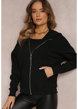 Czarna Bluza z Kapturem i Suwakiem Oversize Des ze sklepu Renee odzież w kategorii Bluzy damskie - zdjęcie 157076151