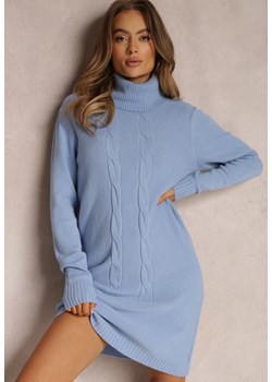 Jasnoniebieska Sukienka Sweterkowa z Golfem Belita ze sklepu Renee odzież w kategorii Sukienki - zdjęcie 157076243