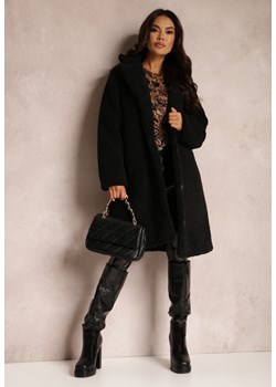 Czarny Płaszcz Futrzany Teddy Karli ze sklepu Renee odzież w kategorii Futra damskie - zdjęcie 157076313