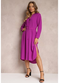 Fioletowa Sukienka Koszulowa z Paskiem Vartivar ze sklepu Renee odzież w kategorii Sukienki - zdjęcie 157076822