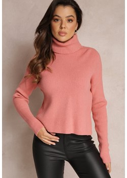 Ciemnoróżowy Golf Prążkowany Darda ze sklepu Renee odzież w kategorii Swetry damskie - zdjęcie 157076882