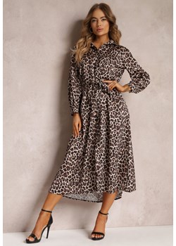 Beżowo-Brązowa Sukienka Forkedchomp ze sklepu Renee odzież w kategorii Sukienki - zdjęcie 157077361