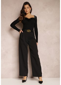 Czarne Spodnie Szerokie High Waist Gaye ze sklepu Renee odzież w kategorii Spodnie damskie - zdjęcie 157079494