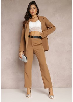 Beżowe Spodnie Regular Garniturowe Rada ze sklepu Renee odzież w kategorii Spodnie damskie - zdjęcie 157079564