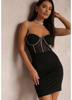 Czarna Sukienka Dopasowana z Gorsetową Górą Temilile ze sklepu Renee odzież w kategorii Sukienki - zdjęcie 157079714