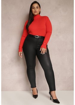 Czarne Spodnie Push-Up z Imitacji Skóry Fivane ze sklepu Renee odzież w kategorii Spodnie damskie - zdjęcie 157080101