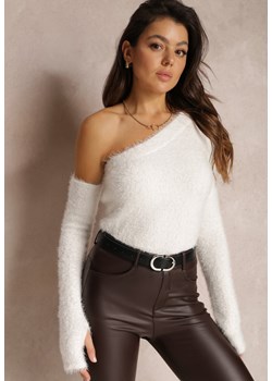 Biały Sweter na Jedno Ramię Pholy ze sklepu Renee odzież w kategorii Swetry damskie - zdjęcie 157080244