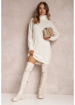 Biała Sukienka Wełniana Oversize z Golfem Revite ze sklepu Renee odzież w kategorii Sukienki - zdjęcie 157080274