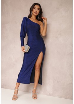 Granatowa Sukienka Asymetryczna z Rozcięciem na Dole Denea ze sklepu Renee odzież w kategorii Sukienki - zdjęcie 157080612