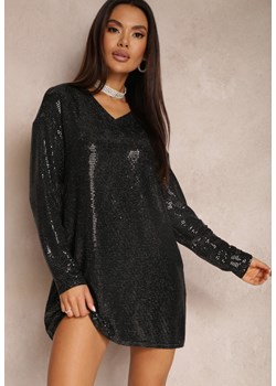 Czarna Sukienka Pudełkowa z Cekinami Arie ze sklepu Renee odzież w kategorii Sukienki - zdjęcie 157080684